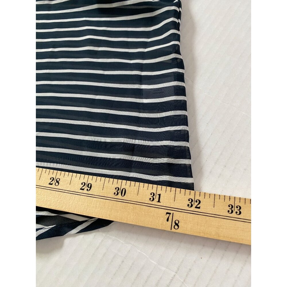 Lane Bryant Womens Navy/White Striped Button-Up Tunic Collared Size 22/24 Sheer - Picture 10 of 11
